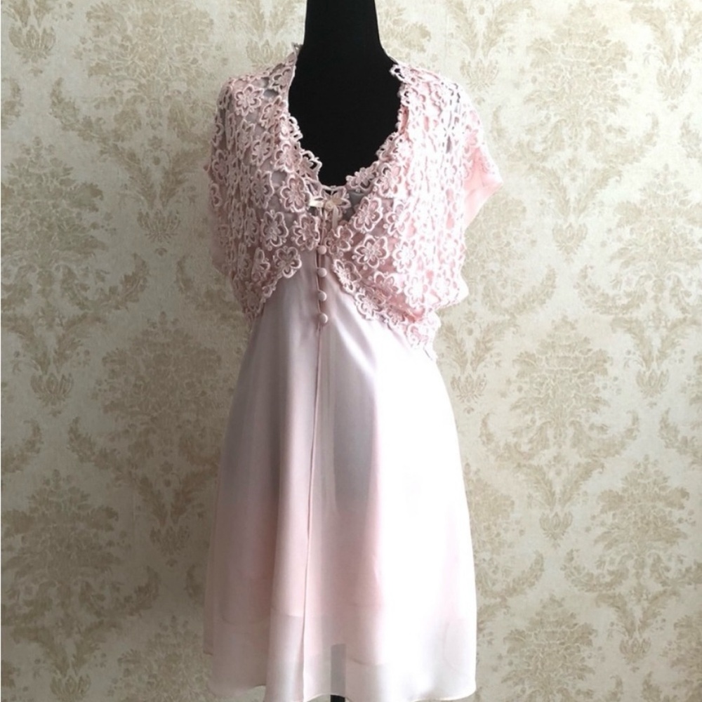 La SENZA Light Pink Lace 2 Pieces Chemise Set - Picture 5 of 15